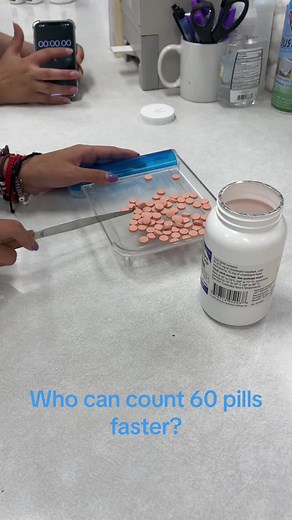 Who can count 60 pills faster? #pharmacy #pharmacytechnician #pharmacytech #work #pharmacytiktok #pharmacytok #fyp #foryou
