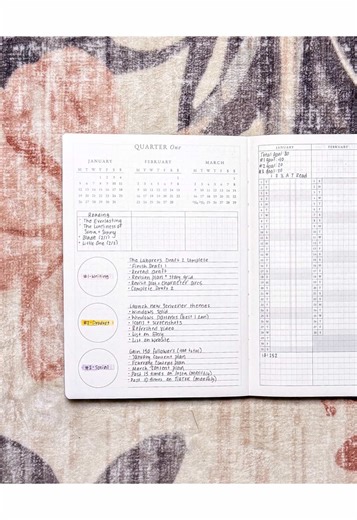 Here’s how I set up my Q1 goals for 2026. I’m focusing on revising my novel, launching the Scrivener Windows themes I’ve been working on for a century, and building more community on social media again. Please tell me what you’re focusing on! - #planner #planning #productivity #writing #goalsetting