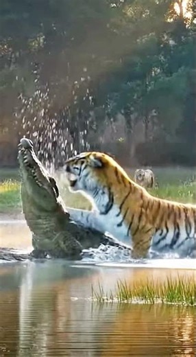 Tiger vs Crocodile Clash at the Riverbank | Deer Watch in Shock”