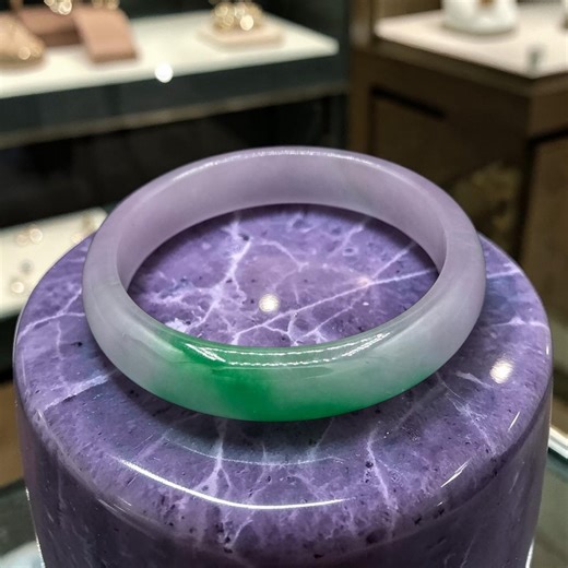 Lavender Green Jade Bangle – 14mm Thickness, 63mm Inner Diameter - Etsy