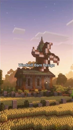 Windmill Barn Design Combo #minecraft #shortsfeed #minecraftbuilding #minecraftfarm #minecraftshorts