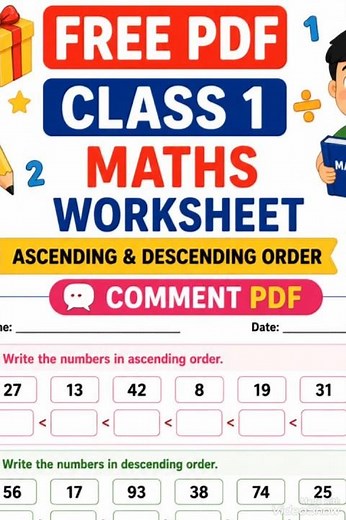 Class 1 Maths Worksheet | Ascending & desending Order | Free Printable PDF | Grade 1 Maths #shorts