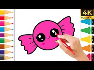 How to Draw Cute Candy Cartoon 🍬 | Step by Step Directed Drawing & Coloring for Kids