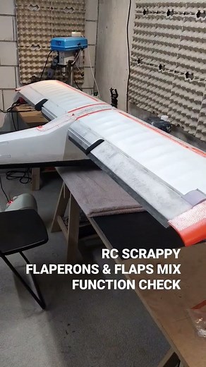 RC SCRAPPY ailerons done. Function check of flaperons & flaps mix. Looking good🤠🥳