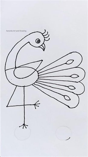 Easy Peacock Drawing from Number 6 #easydrawing #pencilart #drawing #shorts