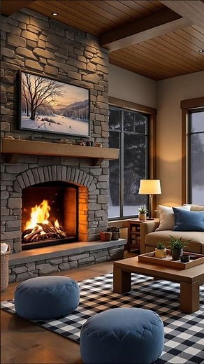 🔥 Cozy Winter Cabin | Crackling Fireplace & Howling Snowstorm ❄️ ASMR Relaxation