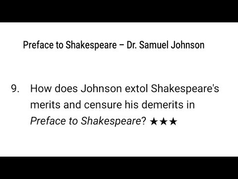 Preface to Shakespeare, merits and demerits of Shakespeare's method