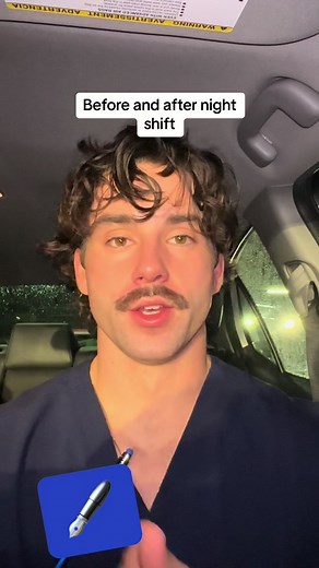Ever wondered how nurses look before and after their shifts ? Well heres me for 3 nights in a row #nursing #fyp #icu #mustache #nursingstudent #nightshift
