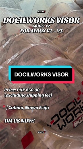 DOCILWORKS VISOR | Model V2 For Aerox V1 - V3 Clear ~ Smoke ~ Black Price: PHP 650.00 (excluding shipping fee) Payment First: Full payment is required for orders requiring shipment. Orders will be dispatched only after payment is completed. 📍| Cabiao, Nueva Ecija Pick Up or Ship via: J&T Express ~ Lalamove DM US NOW! #stkph #docilworkswindshield #aerox #aeroxvisor