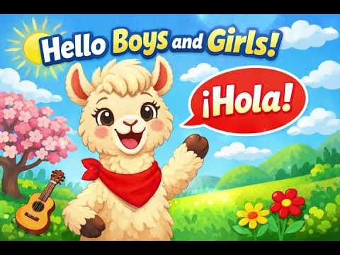 Hello in Spanish 👋 | Hola Song for Kids | Learn Spanish with Luma the Llama