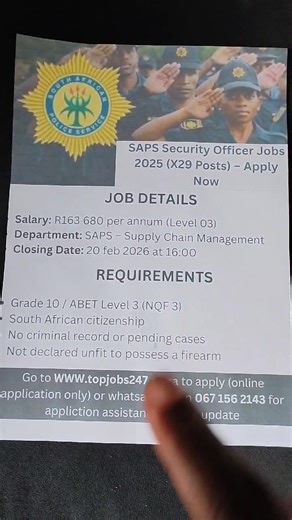 https://topjobs247.co.za/blog/2026/01/21/saps-2026-intake-how-to-apply-for-south-african-police-service-training/ | Jobs,learnerships & Bursaries,careers and Vacancies II