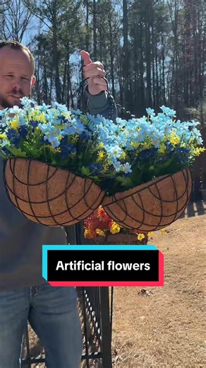 Spring is in the air and that means beautiful flowers that you don’t have to water. That’s why artificial hanging baskets are the way to go #Flowers #Spring #Garden #Artificial #Home