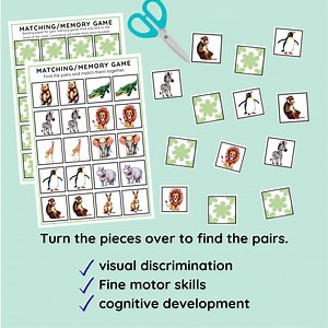 Matching Memory Activity for Toddlers & Preschool, Matching Game for Young Learners, Memory Cards Game, Early Learning Skills, PDF Printable - Etsy Canada
