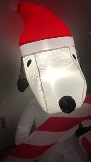 3.5 ft tall Snoopy Holding Candy Cane With Santa Hat and Scarf Christmas Inflatable