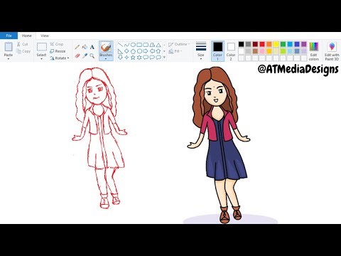 How to Draw a Girl so Cute and Easy Using MS Paint | Easy girl drawing | MS Paint for beginners
