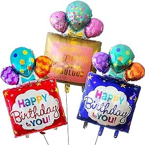 Happy Birthday Balloon 42 IN Large Self-inflating Birthday Cake Balloons Helium Foil Inflated Mylar Happy Bday Delivery Ballon Party Decorations Inflatable Ballons Supplies Purple Pink Gold 3 Pcs