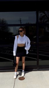 Watch Simple Mini Skirt White Tank Layered Spring Outfit Try On on Amazon Live