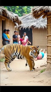 Tiger Enters Village and Frightens Locals | AI #Shorts