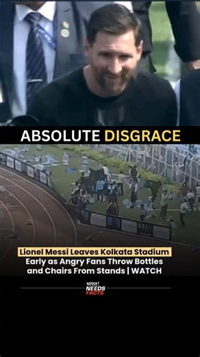 Bharat Needs Facts on Instagram: "Lionel Messi visited India as part of a promotional football event and fan engagement programme, drawing massive crowds to Kolkata’s Salt Lake Stadium. The Argentine World Cup winner and eight time Ballon d’Or recipient enjoys an enormous following in India, where fans turned up in large numbers hoping to see him up close. Messi made a brief appearance at the stadium but left earlier than many spectators expected. Several fans expressed disappointment over the l