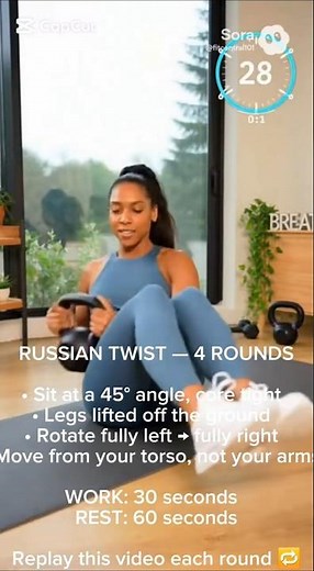 Russian Twist Kettlebell Workout | 30s Core Burner for Beginners 🔥