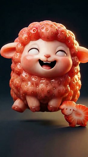 Cute Kawaii Strawbbery Sheep😍 | Ultra Realistic Animal Face ASMR | AI Food #shorts