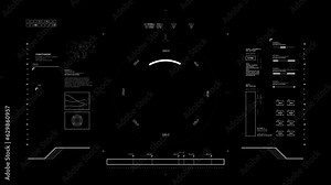 Target circle 2d HUD (heads up display) design animation, futuristic loading pending screen interface bar, gaming or drone footage overlay in 4k.