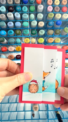 ⭐️Caroling Woodland Friends - Gerda Steiner Designs White cardstock: (4x11)is scored at 1.5 inch/3 inch/ 5.5 inch 8 inch Red cardstock: (4.5x11.5) scored at 1.75inch/3.25inch/5.75inch/8.25inch) #cardmaking #diycards #handmadecards #crafting #crafting #becreative #becreative #gerdasteinerdesigns | Gerda Steiner Designs, LLC