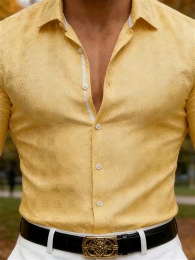 S-4XL Plus Size Ailisus Light Yellow Shirt for Men