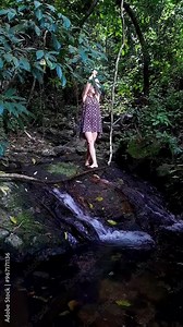 Woman Intuitive Slow Meditation Manifestation Dancing. In love with wild Nature. Energy of fresh