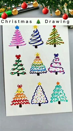 Arts Fusion Studio on Instagram: "9 Christmas 🎄 Drawing diy Like ❤️ Save Share it . . . . . . . #creativity #diycrafts #drawing #artist #chrismastree artsfusionstudio"