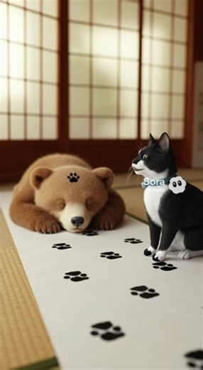 【神回】猫に「書き初め」させたら奇跡のオチがついたｗｗ #ディノ