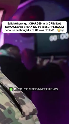 Ed Matthews got CHARGED with CRIMINAL DAMAGE after BREAKING TV in ESCAPE ROOM because he thought a CLUE was BEHIND it 😂💀 #edmatthews #tv #escaperoom #funny