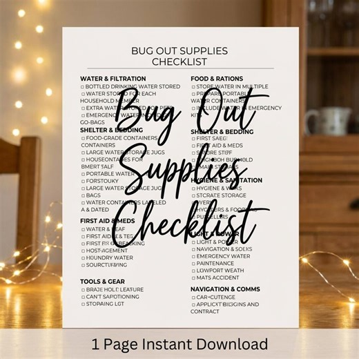 Bug Out Bag Checklist Printable 72 Hour Emergency Go Bag List Disaster Preparedness Kit Survival Gear List | Emergency Evacuation Planner - Etsy