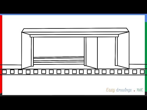 How to draw a Bus stop step by step for beginners