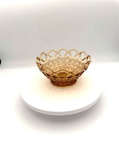 Imperial Lace Amber Depression Glass Bowl 1940s Pedestal Open Lace Rim - Etsy