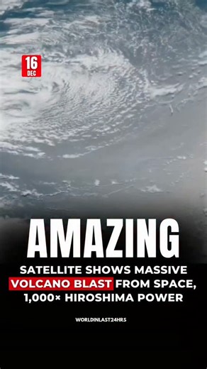 WorldInLast24Hrs on Instagram: "The satellite video shows an extremely rare and powerful volcanic eruption captured from space. Scientists say eruptions of this scale are uncommon, which is why the footage has drawn global attention. Seeing such an event from orbit helps experts understand how massive forces inside the Earth are released. The eruption sent a huge plume of ash, gas, and rock high into the atmosphere. The energy released was estimated to be about 1,000 times stronger than the Hiro
