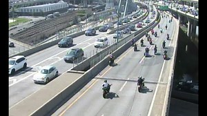 WATCH: Video shows bikers blocking busy Boston highway over the weekend