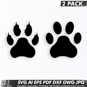 Cat Dog Paw Print Vector, SVG PNG Silhouette (digital Download) - Etsy