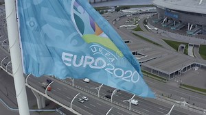 UEFA Flag at World Cup 2020. the Official Logo of the European Championship 2020. Close-up. Stock Footage - Video of championship, june: 220316100