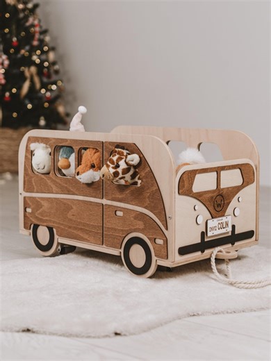 Personalized Wooden Toy Box Bus, Rolling Nursery Storage, Kids Toddler Birthday Gift - Etsy