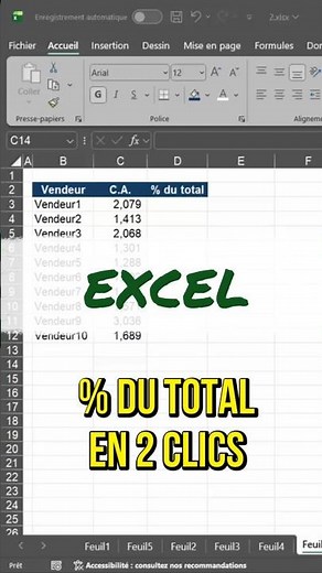 Obtiens le Pourcentage du Total en 2 Clics sur Excel