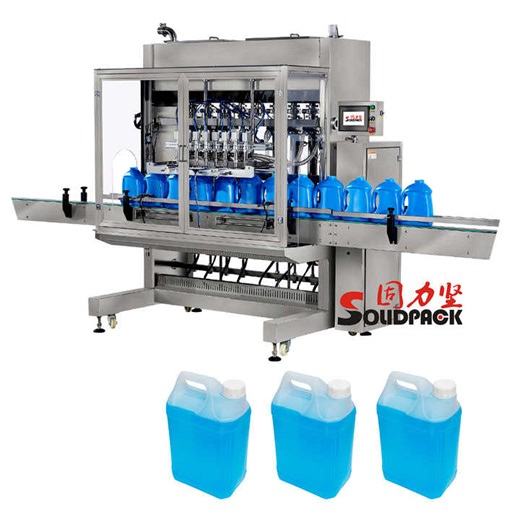 Solidpack 100-1000ml Full Line Paste 12 Nozzle Automatic Linear Gravity Overflow Filling Machine for Pesticide Chemical Liquid