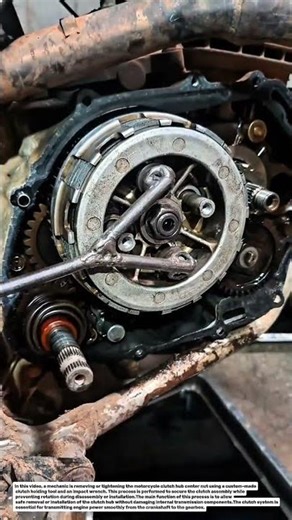 Manual Motorcycle Clutch Hub Removal Using Custom Holding Tool | Engine Repair Process.