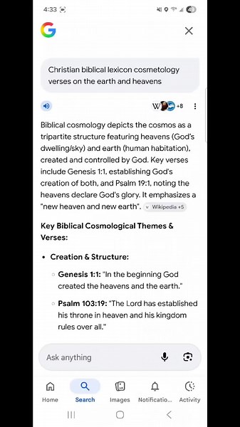 # Christian biblical lexicon cosmetology verses on the earth and heavens ￼ ￼ ￼ 8 Biblical cosmology depicts the cosmos as a tripartite structure featuring heavens (God’s dwelling/sky) and earth (human habitation), created and controlled by God . Key verses include Genesis 1:1, establishing God's creation of both, and Psalm 19:1, noting the heavens declare God's glory. It emphasizes a
