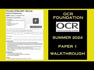 OCR GCSE Maths Foundation - Summer 2024 - Paper 1 - Worked Solutions / Walkthrough