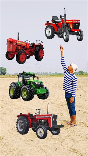 Rounding Tractor to elephant, horse, lion & tiger - animals names magic video