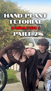 Hand plant tutorial as requested 🫡 Part 3 coming soon! Editing as FAST AS I CANNNNN!!! 🖋️💨 Alt text: one Wheelcahir user helps another Wheelcahir user do a hand plant. A hand plan is when you tip onto your back wheels and place one hand on the ground. The vibes are comedic and lighthearted between two friends. Captions are on screen for accessibility. #Friends #Funny #HandPlant #Wheelie #WheelieGirl | Aly Corvin