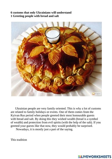 Traditions1 worksheet