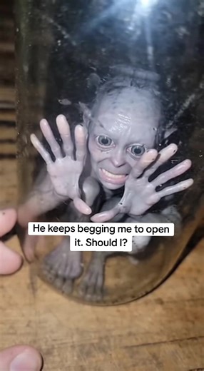 My grandpa found this in the basement. I think it's hungry. 🥩 #skinwalker #creepy #goblin #caughtoncamera #scary