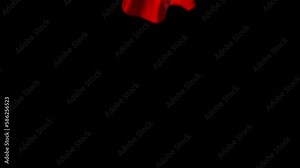 Elegant red fabric cloth transition reveal and opener. Cloth flying on black background. The video contains an alpha channel mask for transparent background.